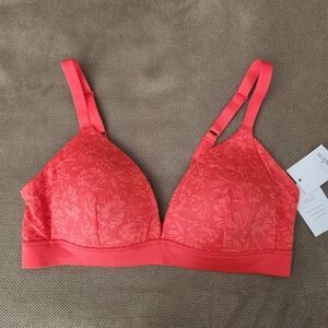 Auden Orange Floral Lace Lightly-Lined Wire-Free Bralette Comfort